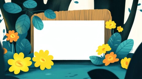 森林木牌花卉图清新自然风