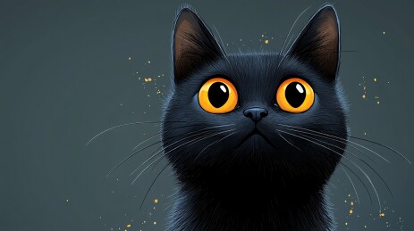 大眼睛黑猫插画