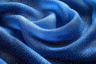 蓝色带白点的丝绸布料