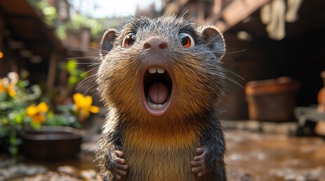 张嘴惊讶的可爱小松鼠