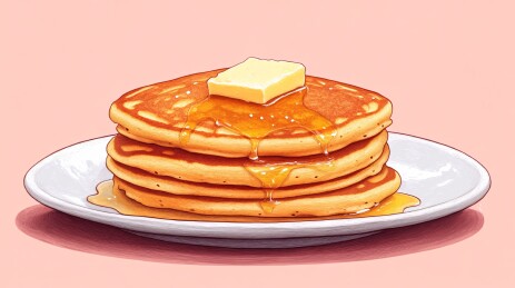 美味黄油枫糖浆煎饼插画