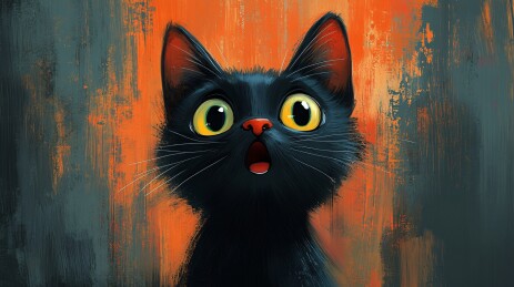 惊讶黑猫插画