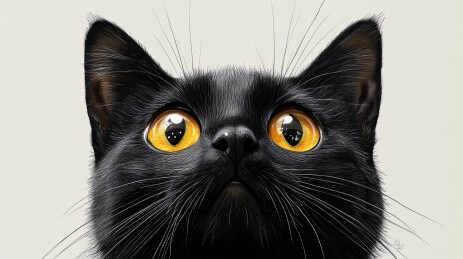 大眼睛黑猫特写