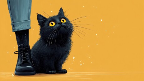 黑猫与靴子插画