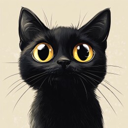 大眼黑猫插画