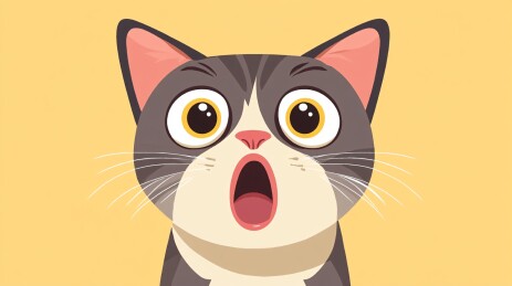 惊讶表情的卡通猫咪插画
