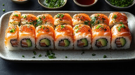 美味寿司摆盘特写
