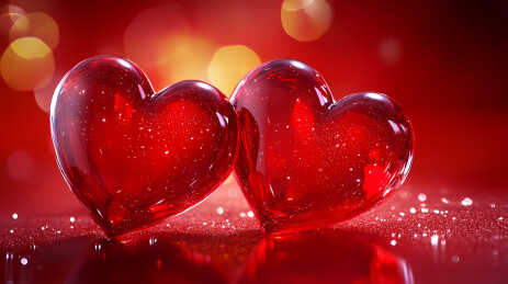 红色爱心与光晕效果