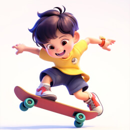 3D卡通滑板少年