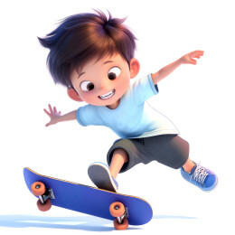 3D卡通滑板少年