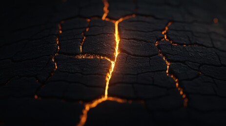 地面裂痕中透出火光