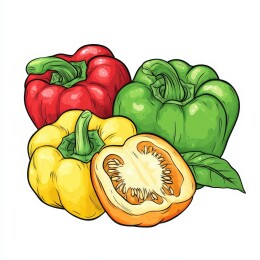 多彩卡通甜椒插画