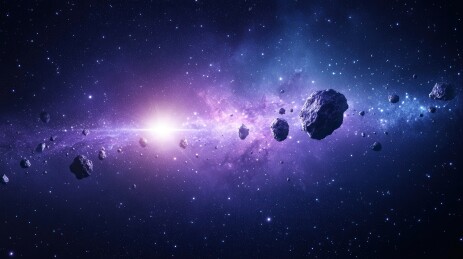 太空中的小行星与星云