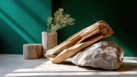 自然元素的静物展示