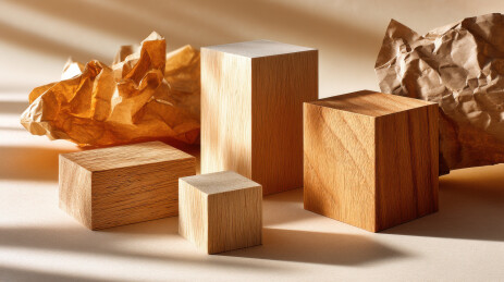 木块与皱纸的光影组合