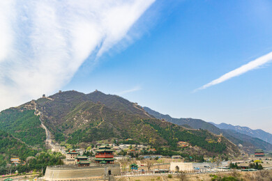 春天的北京昌平区居庸关长城西山长城全景