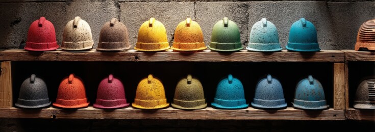 多彩旧安全帽陈列图
