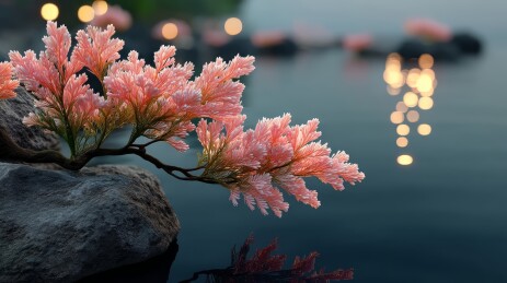 霜花暖光微观景致图