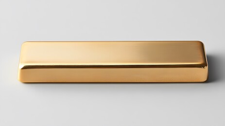金色长方体金属块置于白色背景