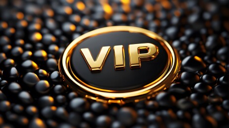 金色VIP标识置于黑色颗粒中