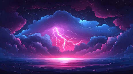 闪电划破天际的震撼瞬间