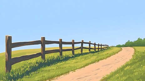 乡间小路上的斑驳木栅栏