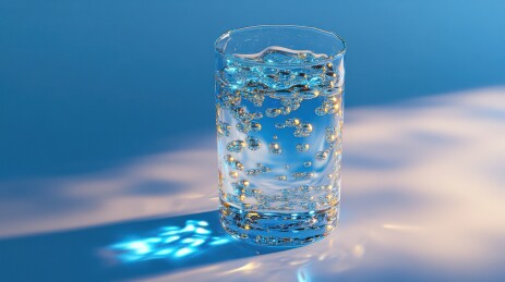一杯闪耀光芒的气泡水