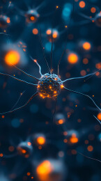 蓝色神经元3D渲染图