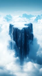 云端孤峰雪景