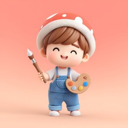 可爱蘑菇画家