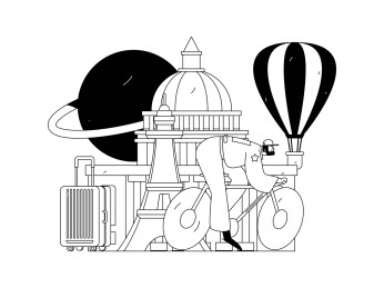 节假日旅游出行人物互联网背景矢量手绘插画