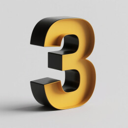 黑黄立体数字"3"图形