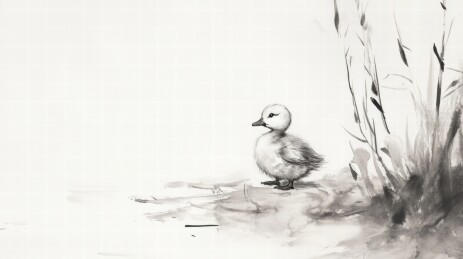 静谧水边的小鸭