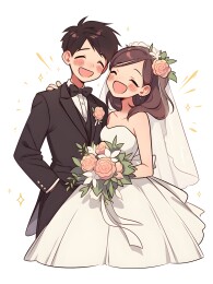 甜蜜新婚夫妇幸福依偎