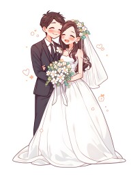 甜蜜相拥的新婚夫妻