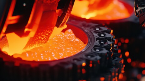 高温熔炉浇铸金属的场景