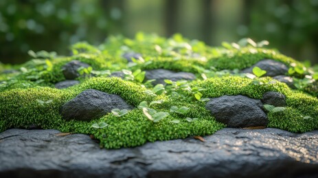 青苔覆盖的石径与自然之美