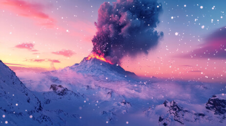 冰雪火山喷发奇观