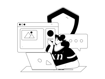 商务网络安全人物扁平矢量概念运营手绘插画