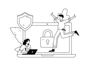 商务网络安全人物扁平矢量概念运营手绘插画