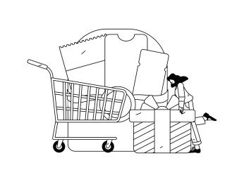 网购电商优惠券概念扁平矢量概念运营手绘插