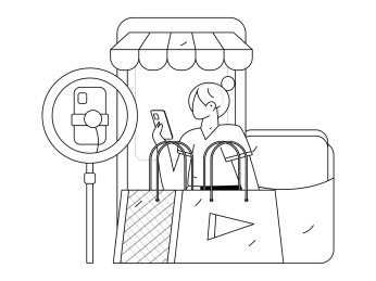 网红直播带货矢量互联网手绘插画