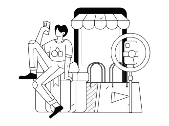 网红直播带货矢量互联网手绘插画