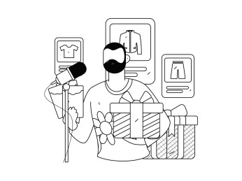 网红直播带货矢量互联网手绘插画