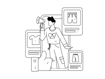 网红直播带货矢量互联网手绘插画