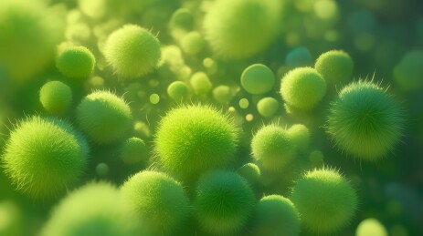 绿色绒球微观景致图