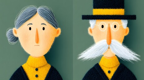 老年夫妇的卡通形象