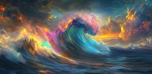 日落时海景映衬着戏剧性的天空