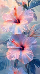 柔美渐变色调的朱槿花