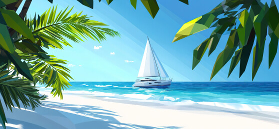 美丽的漂在水上的帆船